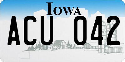 IA license plate ACU042
