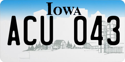 IA license plate ACU043