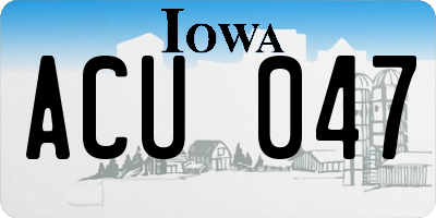 IA license plate ACU047