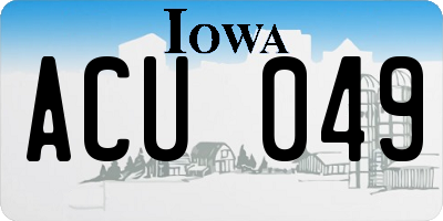 IA license plate ACU049