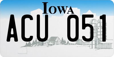 IA license plate ACU051