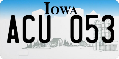 IA license plate ACU053