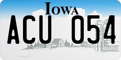 IA license plate ACU054