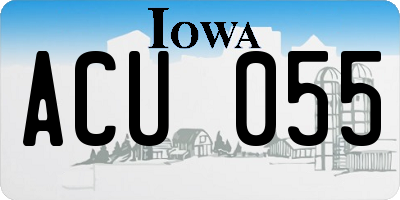 IA license plate ACU055