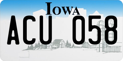 IA license plate ACU058