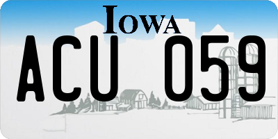 IA license plate ACU059