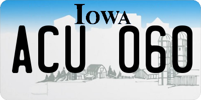 IA license plate ACU060