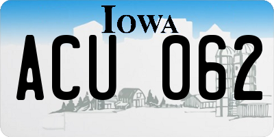 IA license plate ACU062