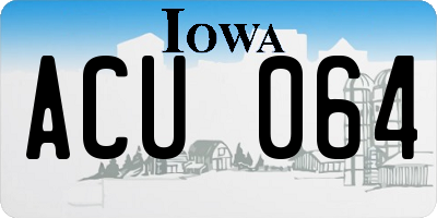 IA license plate ACU064