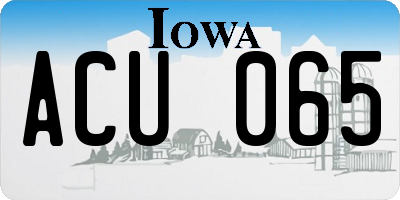 IA license plate ACU065
