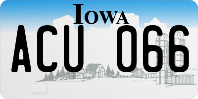IA license plate ACU066