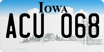 IA license plate ACU068