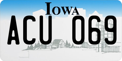 IA license plate ACU069