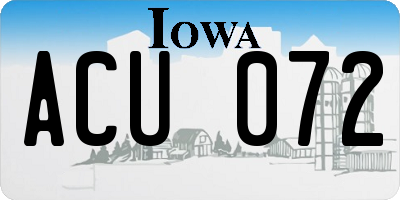 IA license plate ACU072