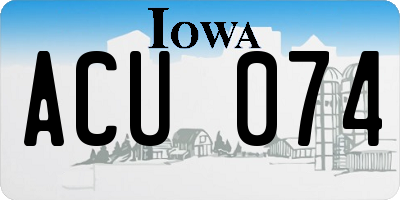 IA license plate ACU074