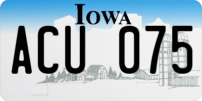 IA license plate ACU075