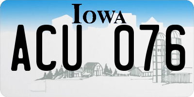 IA license plate ACU076