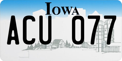 IA license plate ACU077