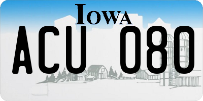 IA license plate ACU080