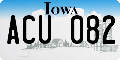 IA license plate ACU082