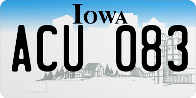 IA license plate ACU083