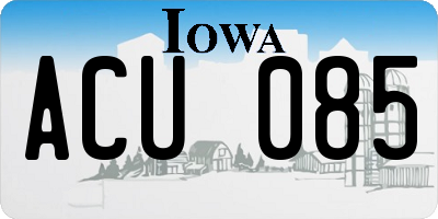 IA license plate ACU085