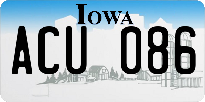 IA license plate ACU086