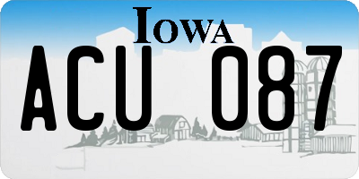 IA license plate ACU087