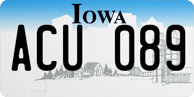 IA license plate ACU089