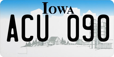 IA license plate ACU090