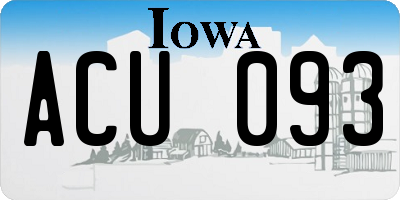 IA license plate ACU093