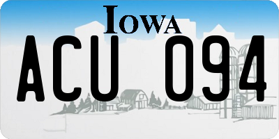 IA license plate ACU094