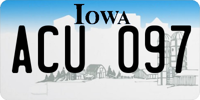 IA license plate ACU097