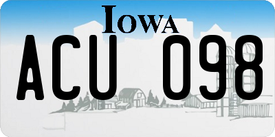 IA license plate ACU098