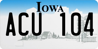 IA license plate ACU104