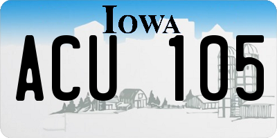 IA license plate ACU105
