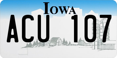 IA license plate ACU107