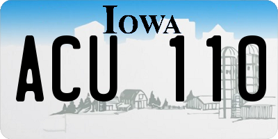 IA license plate ACU110