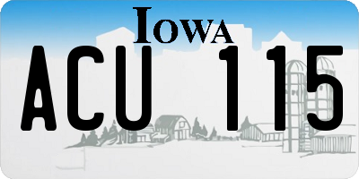 IA license plate ACU115