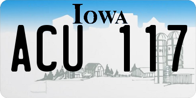 IA license plate ACU117