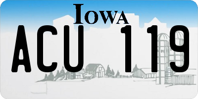 IA license plate ACU119