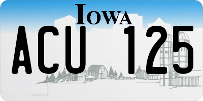 IA license plate ACU125