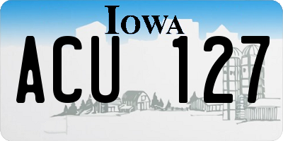 IA license plate ACU127