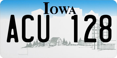 IA license plate ACU128