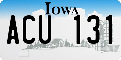 IA license plate ACU131