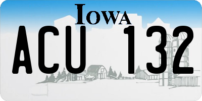 IA license plate ACU132