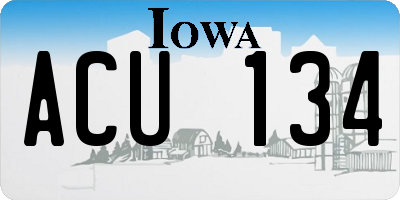 IA license plate ACU134