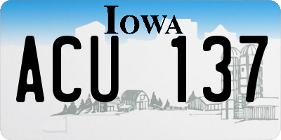 IA license plate ACU137