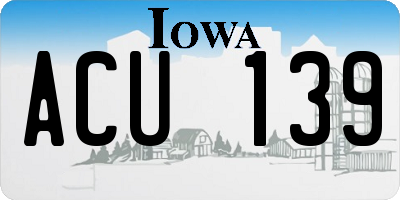 IA license plate ACU139