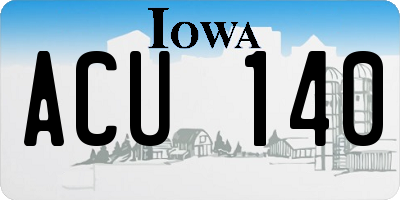 IA license plate ACU140